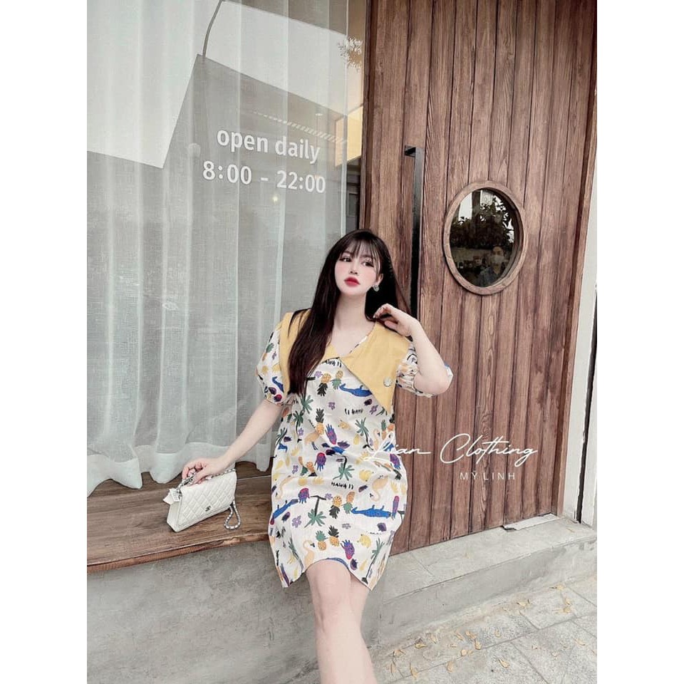 Váy Hoa Sắc Màu Cho Nữ Cổ Rộng