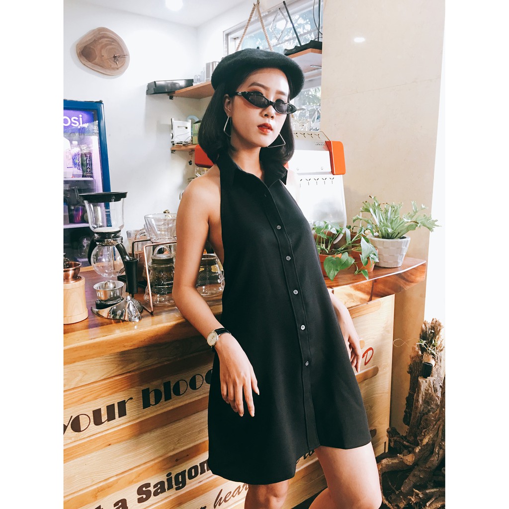 Đầm yếm cổ sơ mi