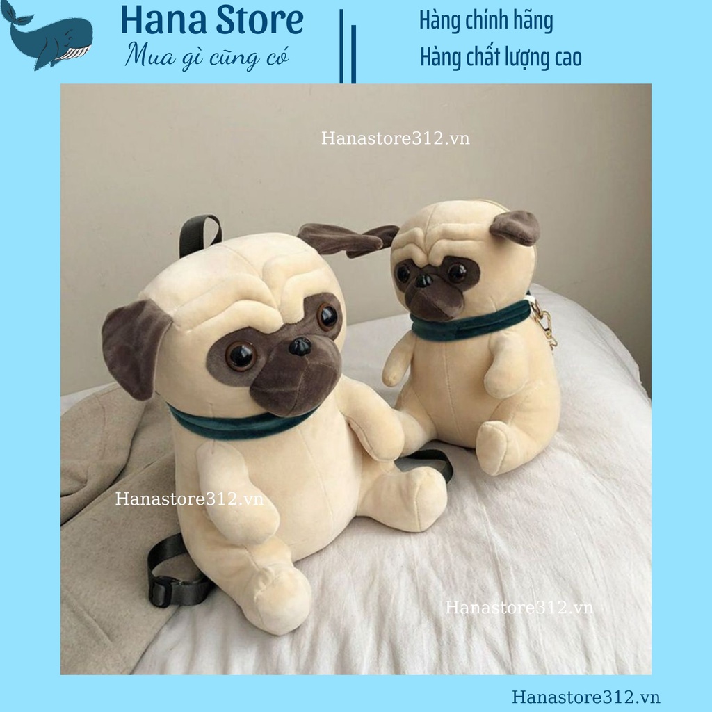 ba lô túi chéo chó pug bông siêu mịn
