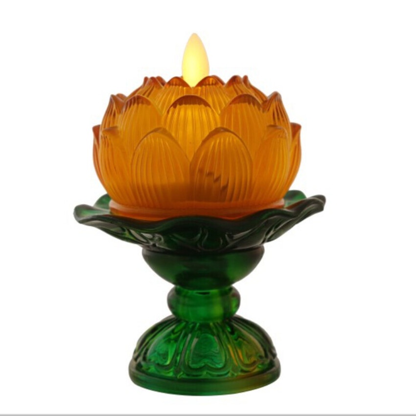 nến điện tử hoa sen thuỷ tinh, đèn lưu ly | BigBuy360 - bigbuy360.vn