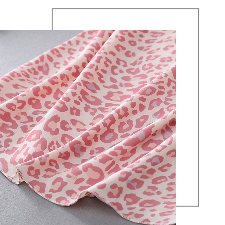 Váy đầm ngủ sexy lụa satin quảng châu cao cấp họa tiết da beo hồng DE COIN | BigBuy360 - bigbuy360.vn