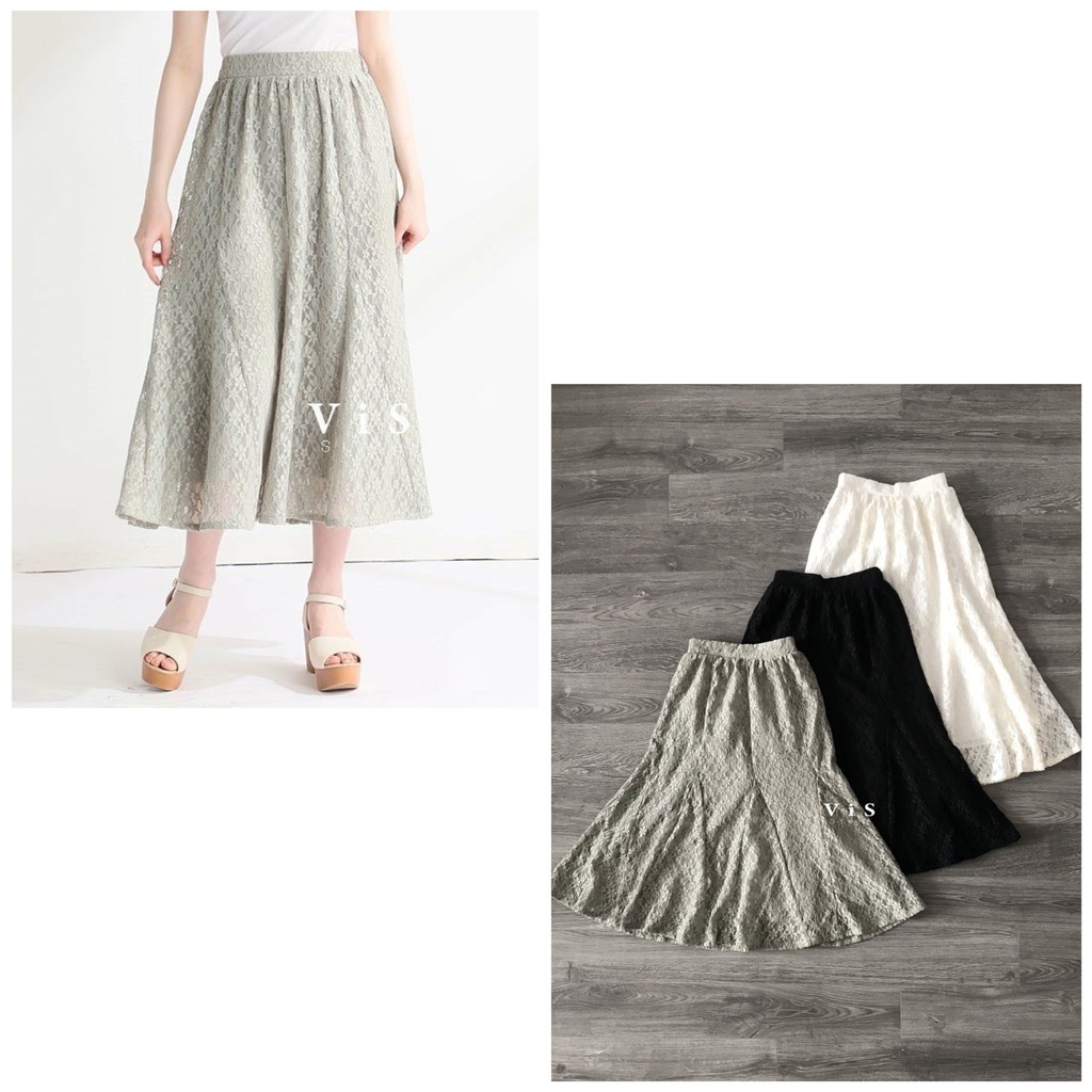 CHÂN VÁY MIDI REN NỮ