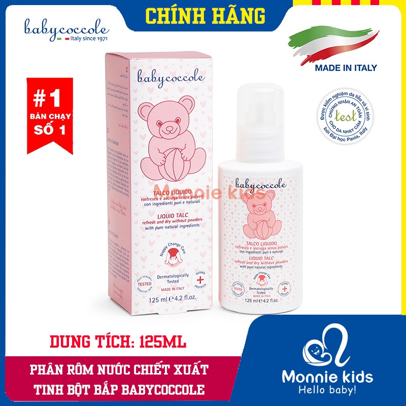 Phấn Rôm Nước BABYCOCCOLE Chiết Xuất Tinh Bột Bắp 125ml 0m+