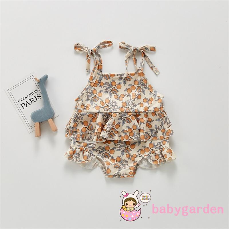 Bộ Đồ Bơi 2 Mảnh Gồm Áo + Quần Short In Họa Tiết Hoa/Cá Hồi Cho Bé Gái 0-24 Tháng Tuổi