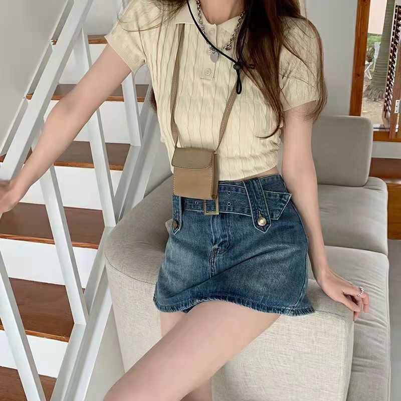 Chân váy jean Lưng Cao Phong Cách Cổ Điển Mới 2022