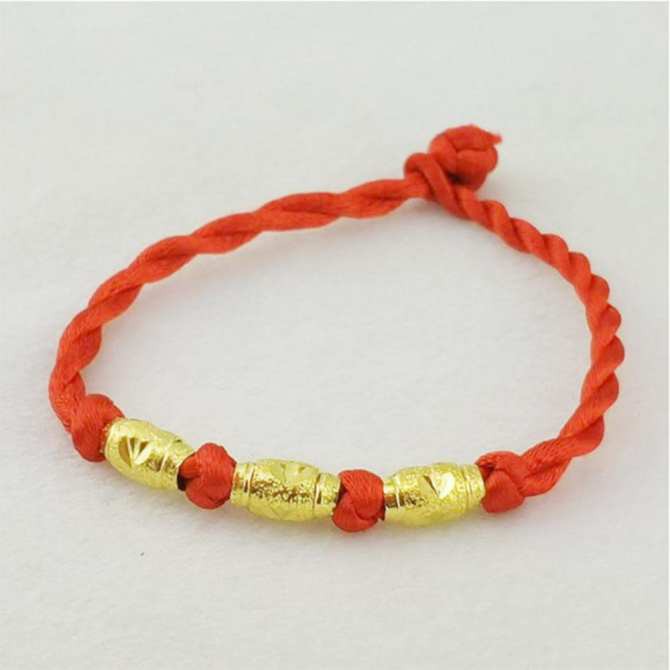 Vòng Tay chỉ đỏ mẫu 3 thanh vàng Đh475