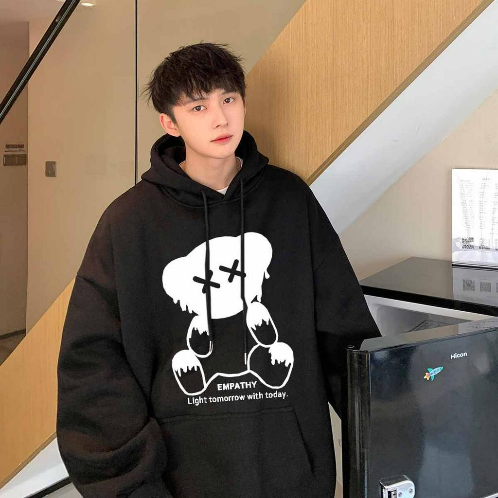 ÁO KHOÁC NỈ BÔNG CAO CẤP VẢI ĐẸP MỀM MỊN CÓ NÓN ÉP HÌNH GẤU EMPATHY - ÁO KHOÁC HOODIE