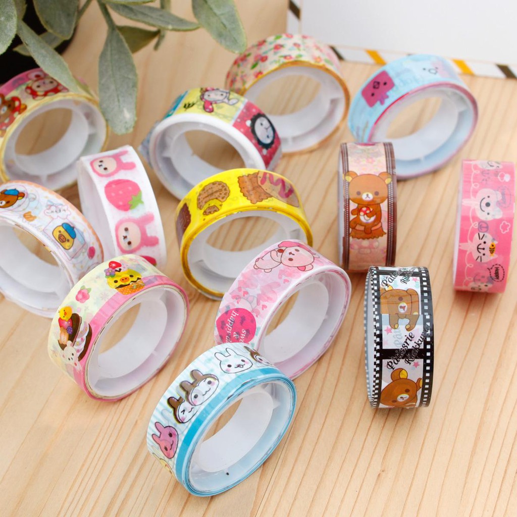 Băng dính trang trí - Băng dính washi tape hình cute dán sổ, thiệp mừng dễ thương