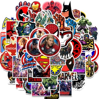 Bộ 50 miếng dán trang trí Laptop điện thoại hình siêu anh hùng Marvel Diy
