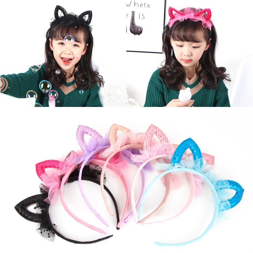 Băng Đô Cài Tóc Hình Tai Mèo Đính Kim Sa Lấp Lánh Có Ren Phủ Dễ Thương Cute Cho Bé FOLLOW TẶNG 3KHÀNG CÓ SẴNCHỌN