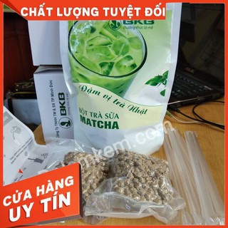 Combo Trà Sữa 🍓 PHA CHẾ 🍓 vị Matcha , Có Trân Châu , Ống hút