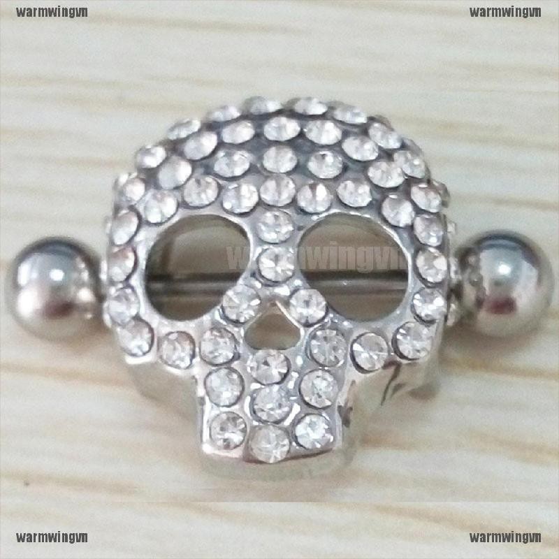 Khuyên Nhũ Hoa Hình Đầu Lâu Pha Lê 14G