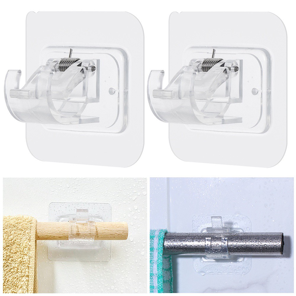 Set 2 giá đỡ thanh treo rèm cửa tự dính tiện dụng cho nhà bếp/ phòng tắm