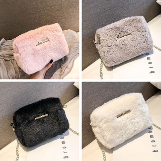 Túi đeo chéo chất vải lông nhung mềm mại thời trang cho nữ