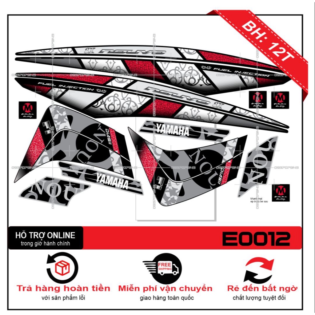 TEM XE NOUVO 5 SX ĐỎ ĐEN -- SHIN DECAL 2