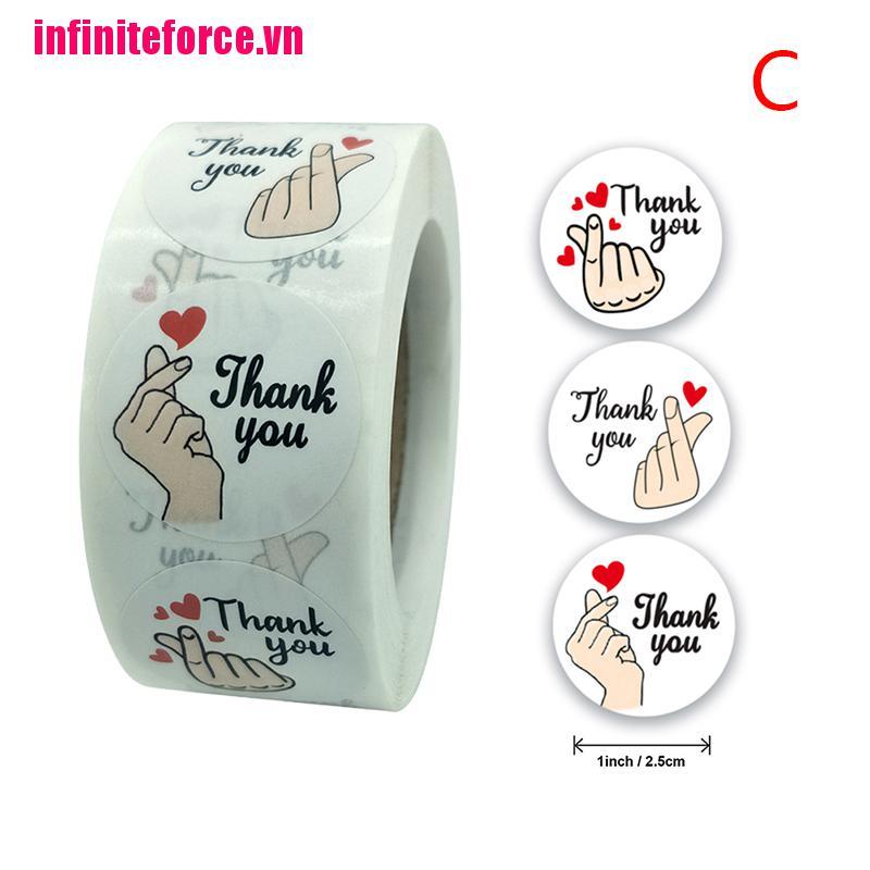 Cuộn 500 Sticker Chữ Thank You Xinh Xắn Dùng Trong Trang Trí