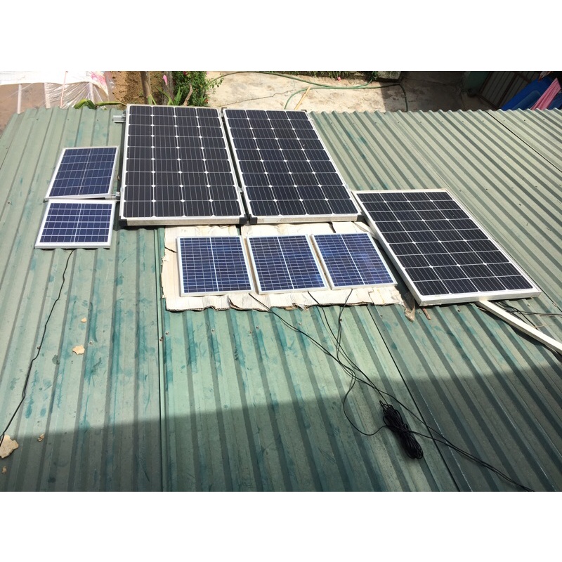 Tấm Pin Mặt Trời 25W 18v dây dài 10m - Sạc Suoer 20A loại Sịn - Bin Lifepo4 32650 6Ah tặng ốc dây nối