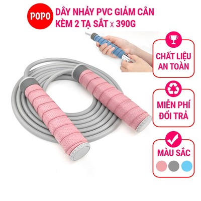 Dây nhảy thể lực POPO TS85 kèm 2 tạ, chất liệu dây PVC nặng độ bền cao