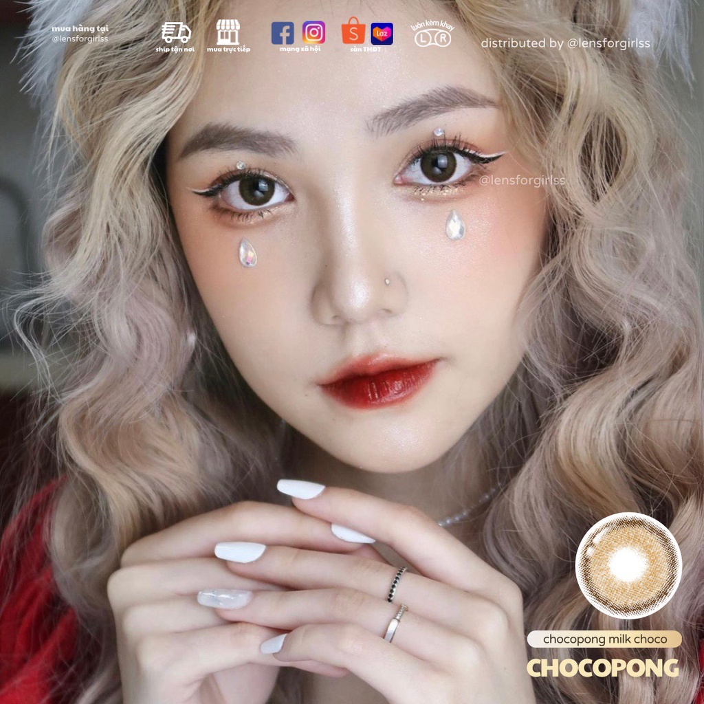 Lens nâng tông mắt nâu sữa có viền nhẹ nhàng CHOCOPONG MILK CHOCO - Made in Korea | HSD 3-6 tháng | Lens cận