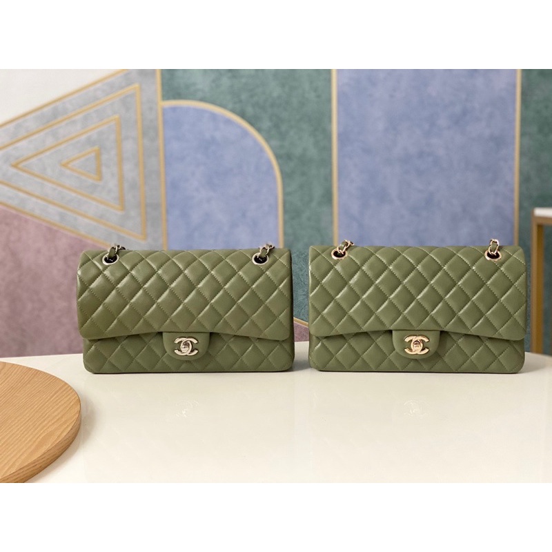 Túi xách nữ Chanel Classic size 25 màu xanh bơ hàng vip 1-1