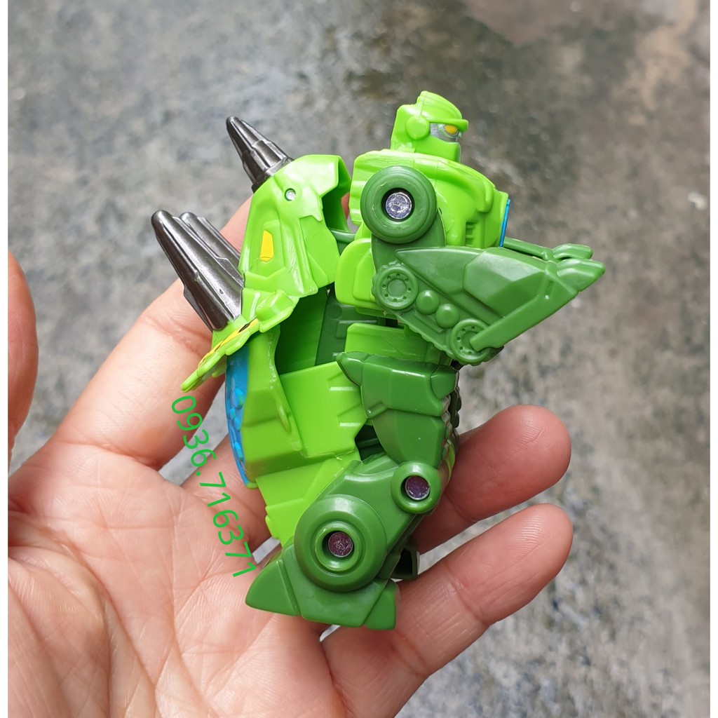 Robot Mini Biến Hình Khủng Long 3 Sừng 1 Bước Cho Bé (Hasbro - Mỹ)