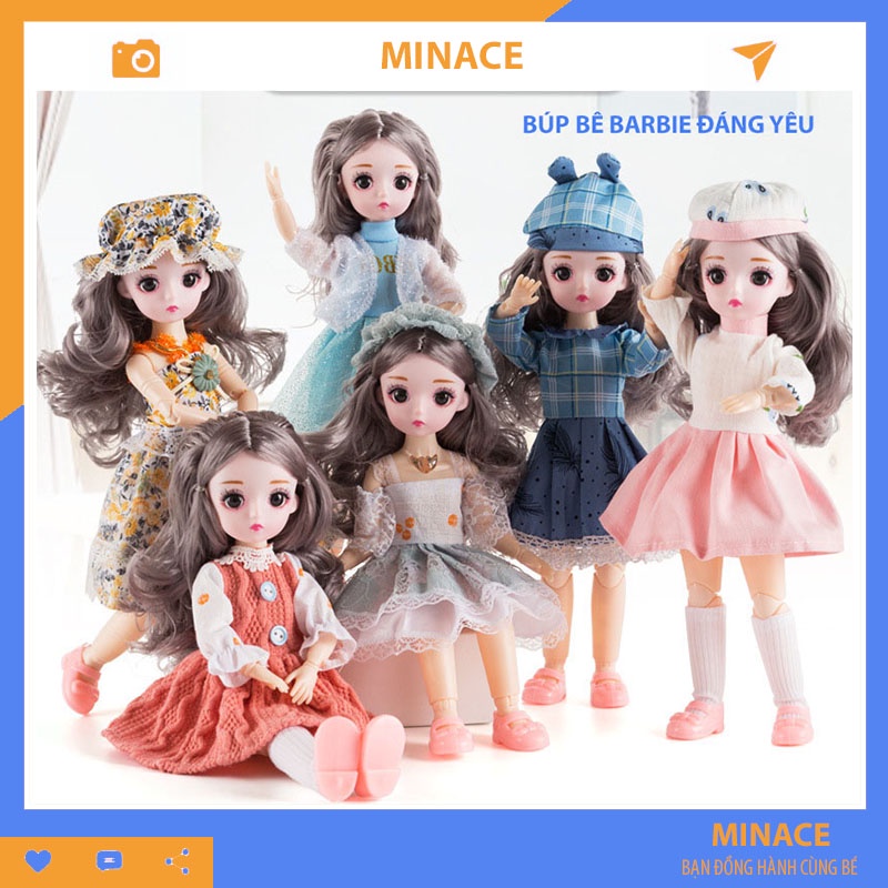 Búp bê barbie có khớp giá rẻ 30cm, đồ chơi cho bé gái phát triển trí tuệ MINACE BUB