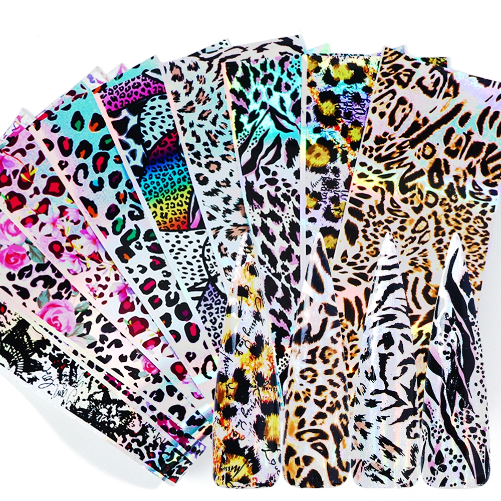 [Hàng mới về] Set 10 tờ miếng dán chuyển trang trí móng tay nghệ thuật 3D thời trang