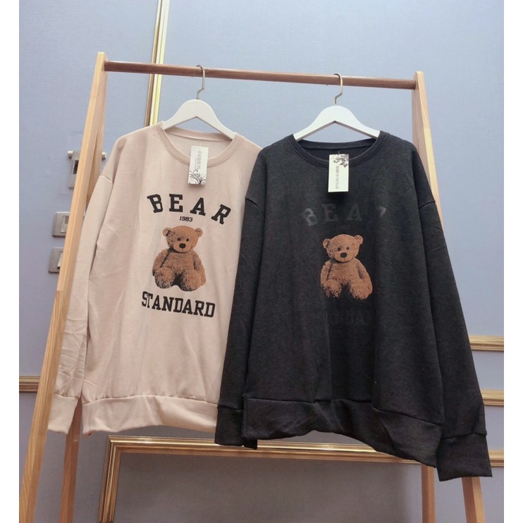 Áo sweater bear in gấu bông