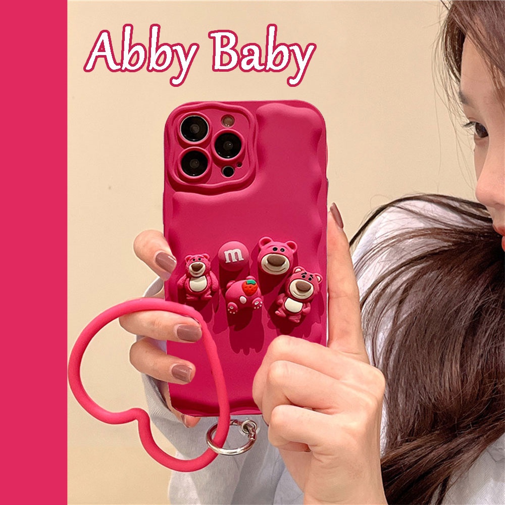 Ốp Điện Thoại TPU Mềm Mỏng Họa Tiết Gấu Và Dâu Tây Có Dây Đeo Cho Iphone 11 7Plus 13 12 11 Pro Max X XS XR