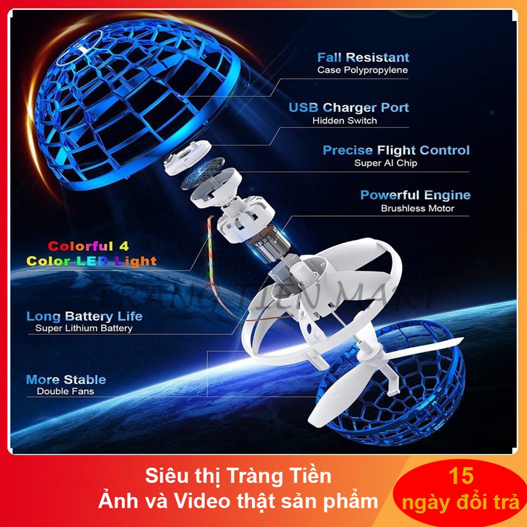 Quả cầu ma thuật boomerang bóng bay ma thuật đĩa bay ufo có đèn led, đồ chơi cho trẻ từ 6 tuổi, đồ chơi vận động cho bé