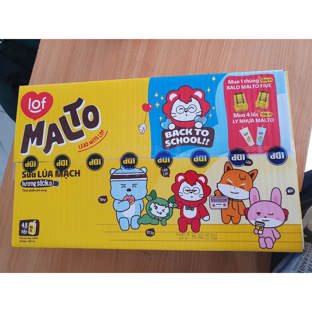 THÙNG 48 HỘP SỮA LOF MALTO SOCOLA LÚA MẠCH (for TEEN)