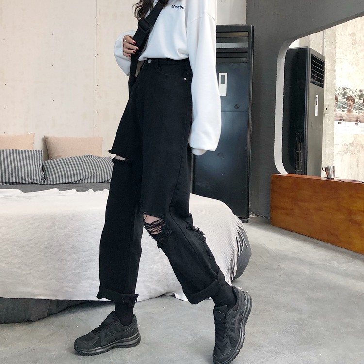 Quần Dài Ống Suông Phối Lỗ Rách Thời Trang Cá Tính | BigBuy360 - bigbuy360.vn