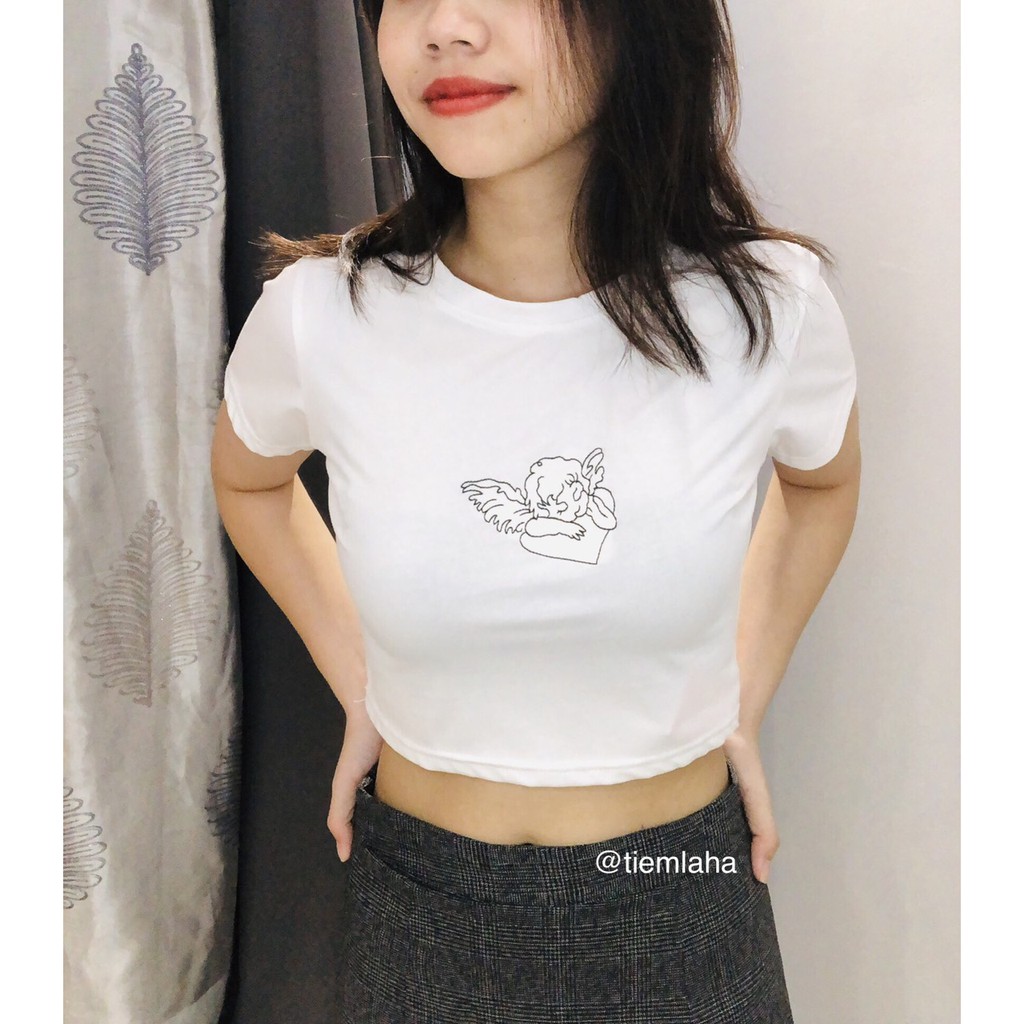 ÁO THUN CROPTOP TAY NGẮN - SLEEPING ANGEL