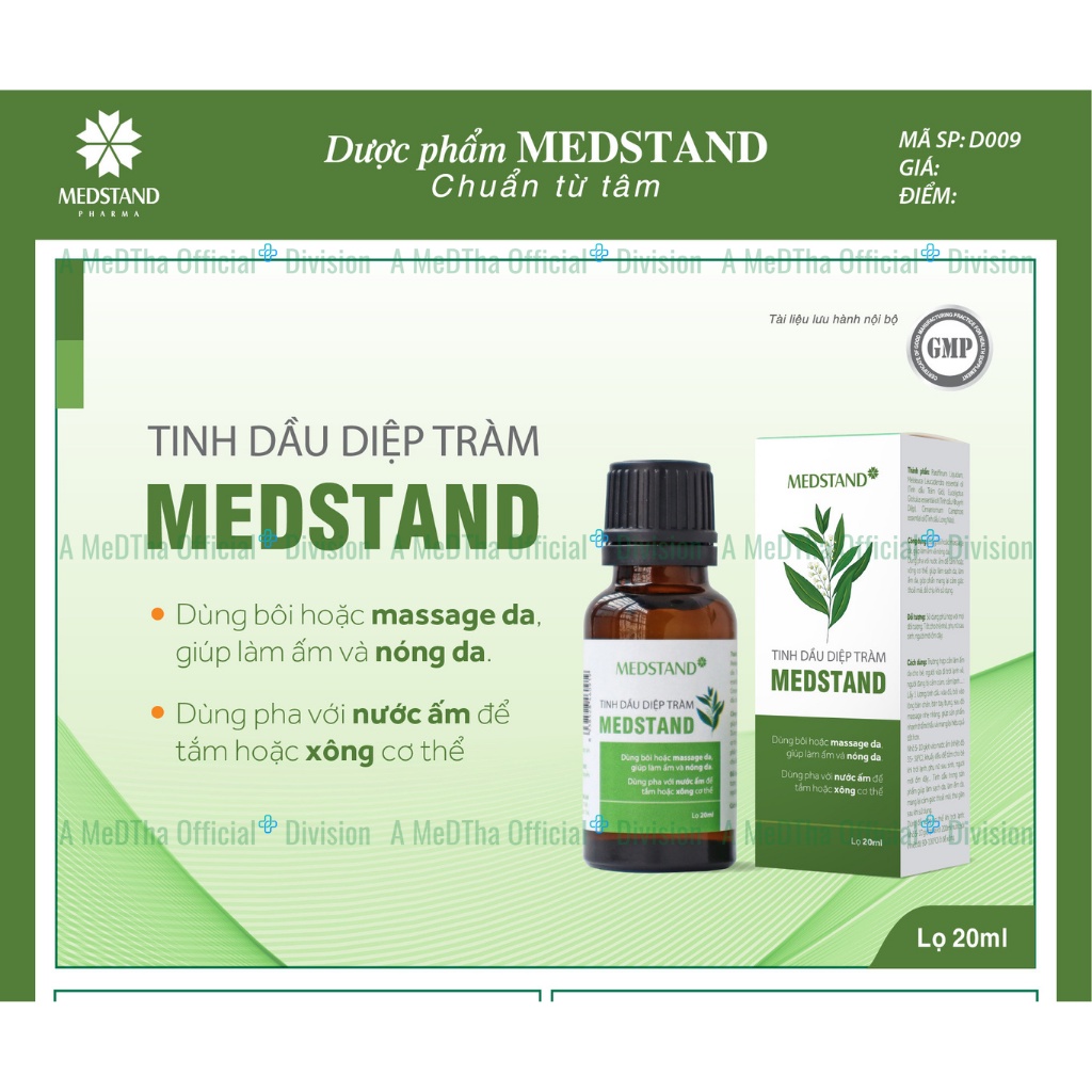 Tinh Dầu Diệp Tràm MEDSTAND - Dưỡng Ẩm, Làm Sạch Da, Tắm, Xông, Làm Ấm Da (Lọ 20ml) [Chính Hãng]