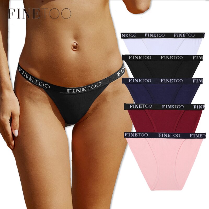 Quần lót Finetoo chất liệu cotton lưng thấp in chữ quyến rũ cho nữ