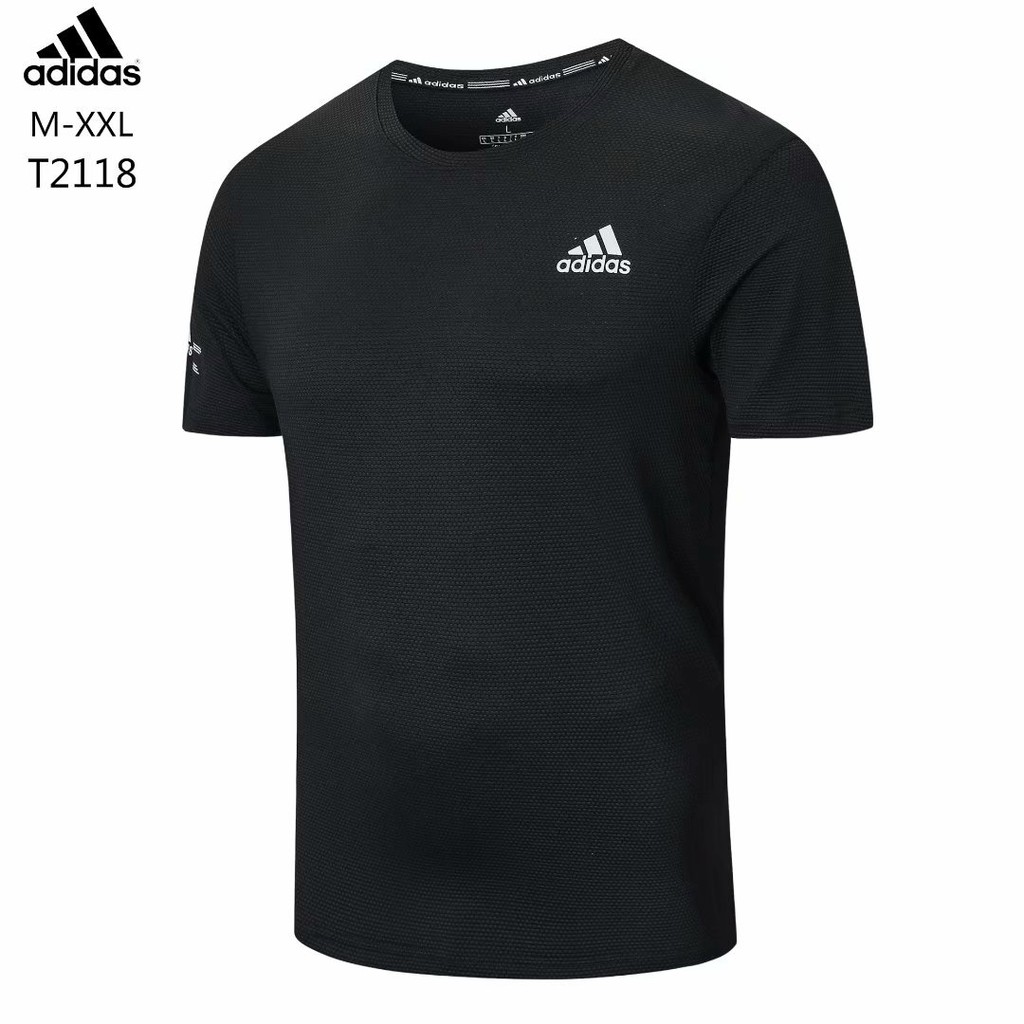 Adidas Thể thao mùa hè tay áo ngắn Áo khoác tập thể dục nam Áo thun cổ vòng tay ngắn