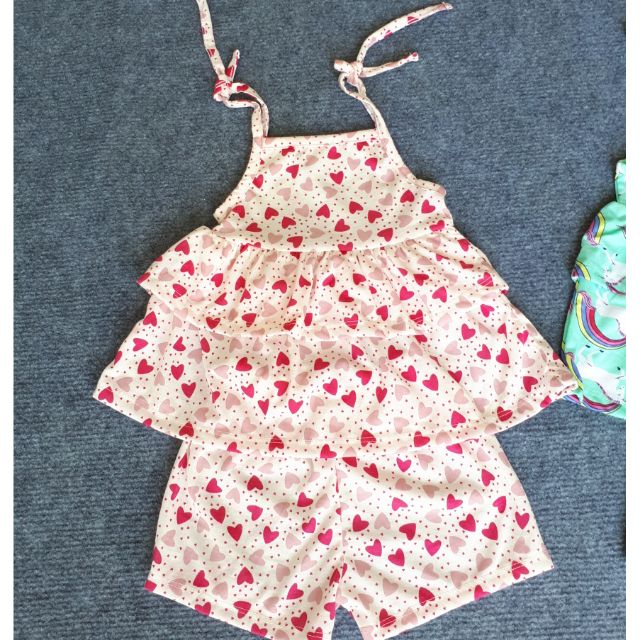Bộ thun cotton bánh bèo cho bé gái hàng xuất dư VNXK