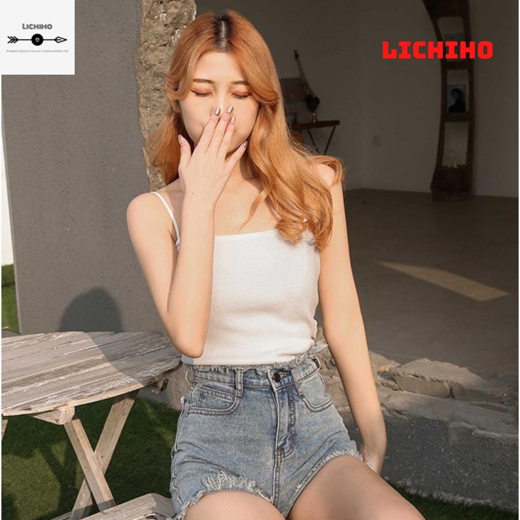 Áo croptop nữ hai dây sợi bún kiểu sexy ôm body CT09 LICHIHO siêu đẹp hottrend quyến rủ | BigBuy360 - bigbuy360.vn