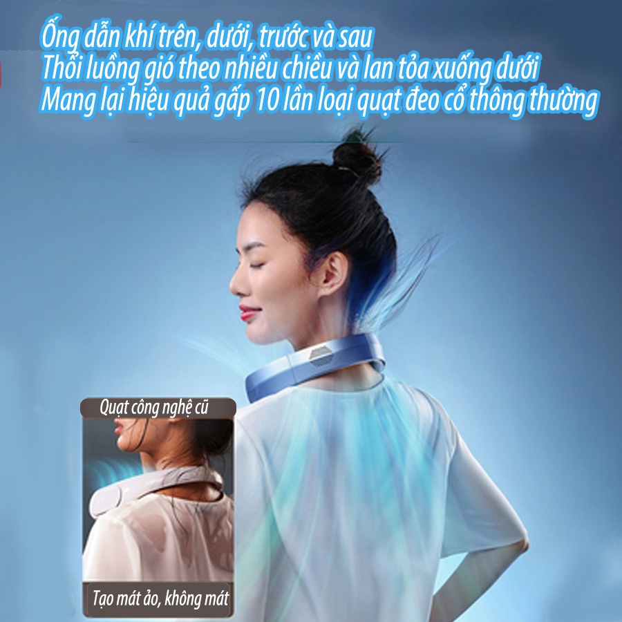 Quạt đeo cổ điều hòa không khí cao cấp thế hệ mới, quạt treo cổ mini mát lạnh dùng khi tập thể dục, dã ngoại
