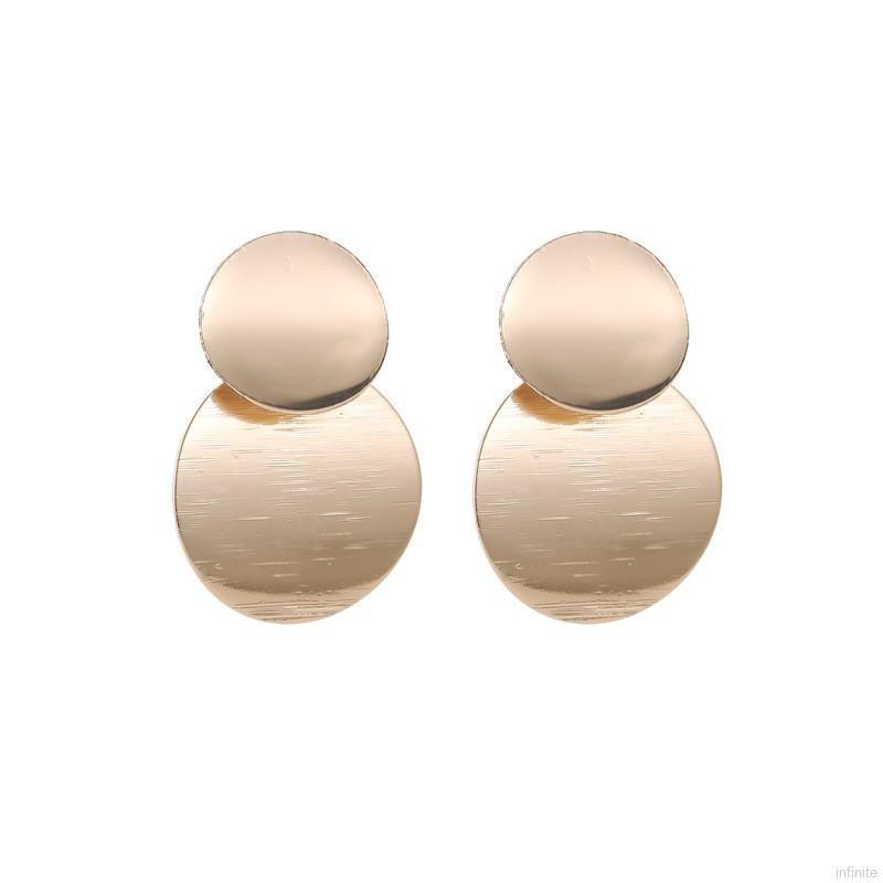 Women Ethnic Style Retro Metal Stereo Mirror Stud Earrings