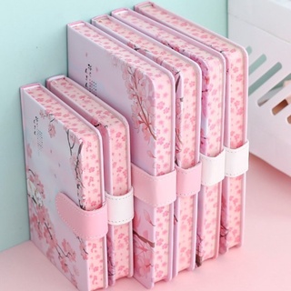 112 Tờ Sổ tay ghi chép bìa Da PU trang mẫu làm quà tặng sang trọng,kế hoạch bìa da notebook cute PU in hình hoa anh đào có khóa từ tính