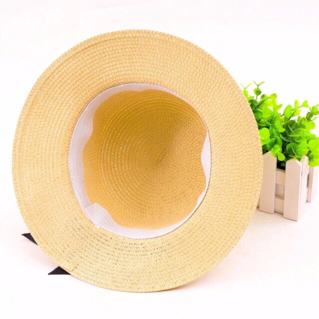 Nón cói đi biển - Mũ nơ dây không viền