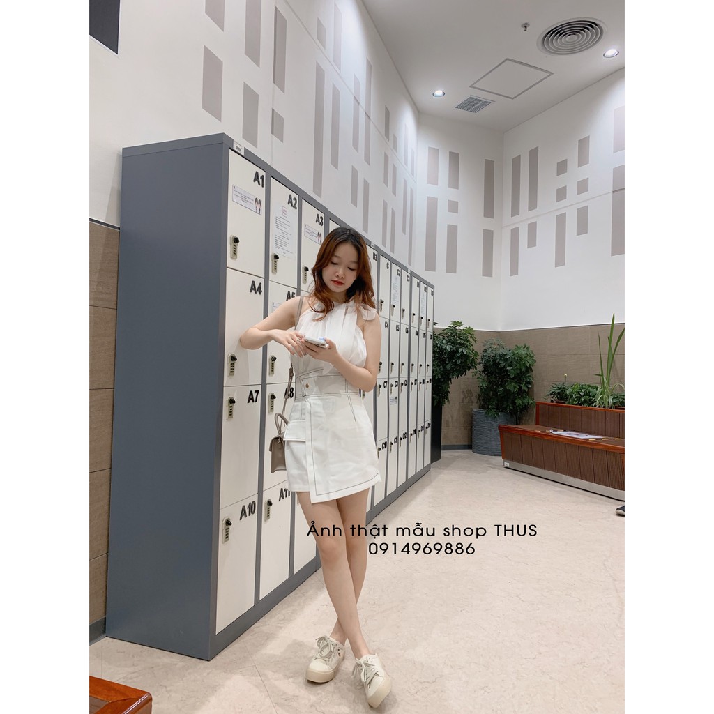 Quần giả Váy Chỉ Nổi Cạp Chéo viền Chỉ Cạp Cao | BigBuy360 - bigbuy360.vn