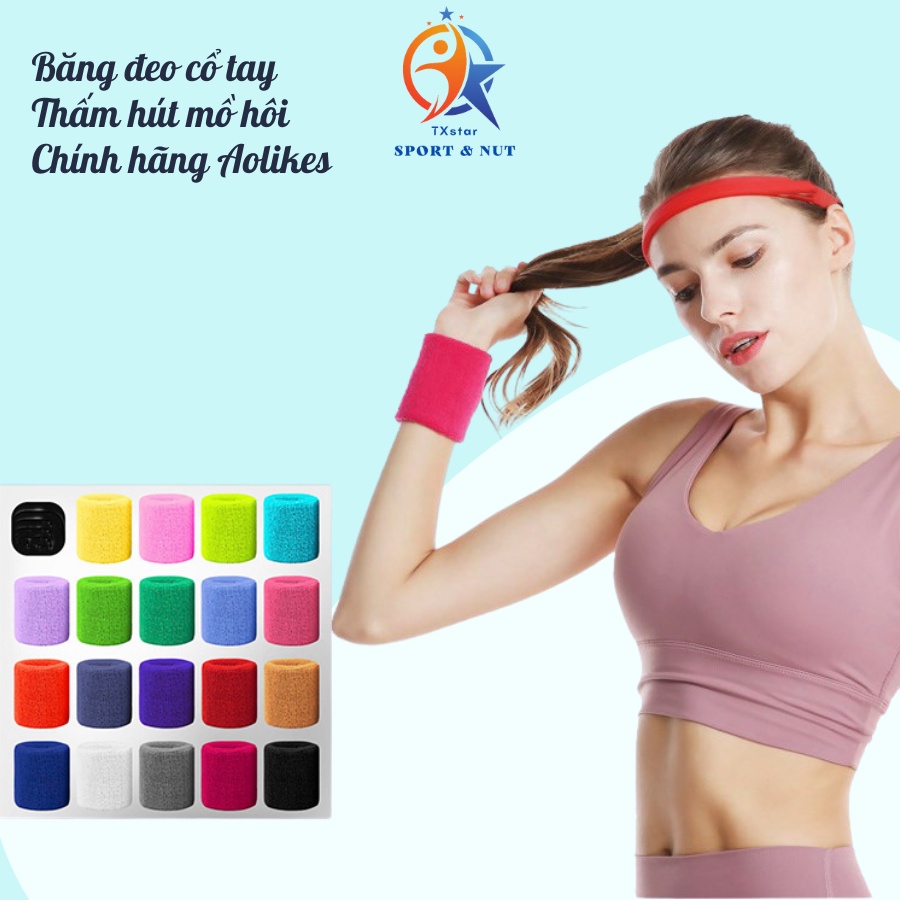 Băng đeo cổ tay thể thao băng thấm mồ hôi TXstar chất liệu cotton mềm mịn thoáng khí thấm hút mồ hôi tốt