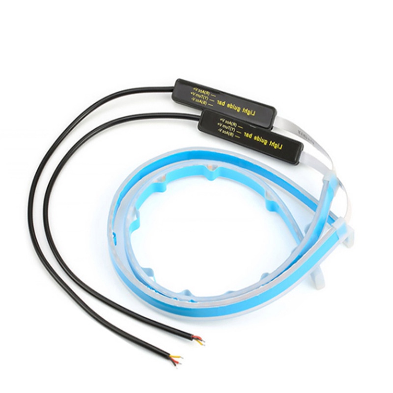 Bộ 2 Dải Đèn LED DRL Ánh Sáng Trắng / Vàng 12V Chống Thấm Nước Linh Hoạt Cho Xe Hơi