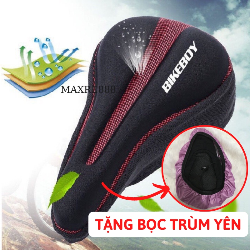 Bọc yên xe đạp thể thao Silicol Gel Bikeboy cao cấp mềm mại thoải mái êm mông, tặng kèm túi trùm đi mưa tiện lợi