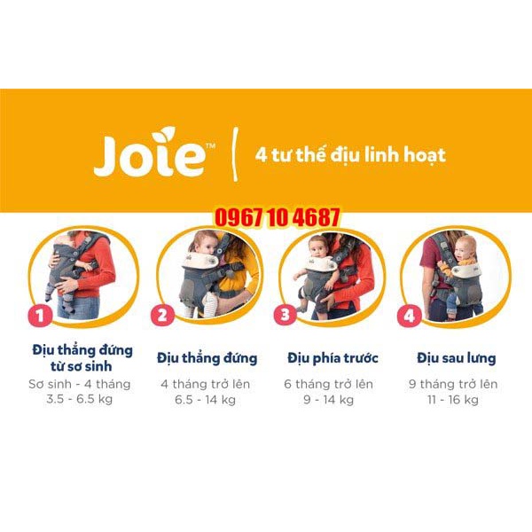 Địu ngồi Joie Savvy cao cấp 4 tư thế cho bé từ sơ sinh đến 15kg
