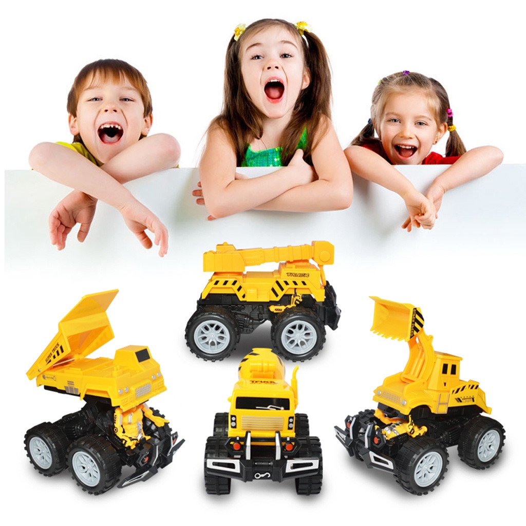 【COD】😺Engineering Vehicle Model Wheel Plastic Diecast Inertial Deformation Toy