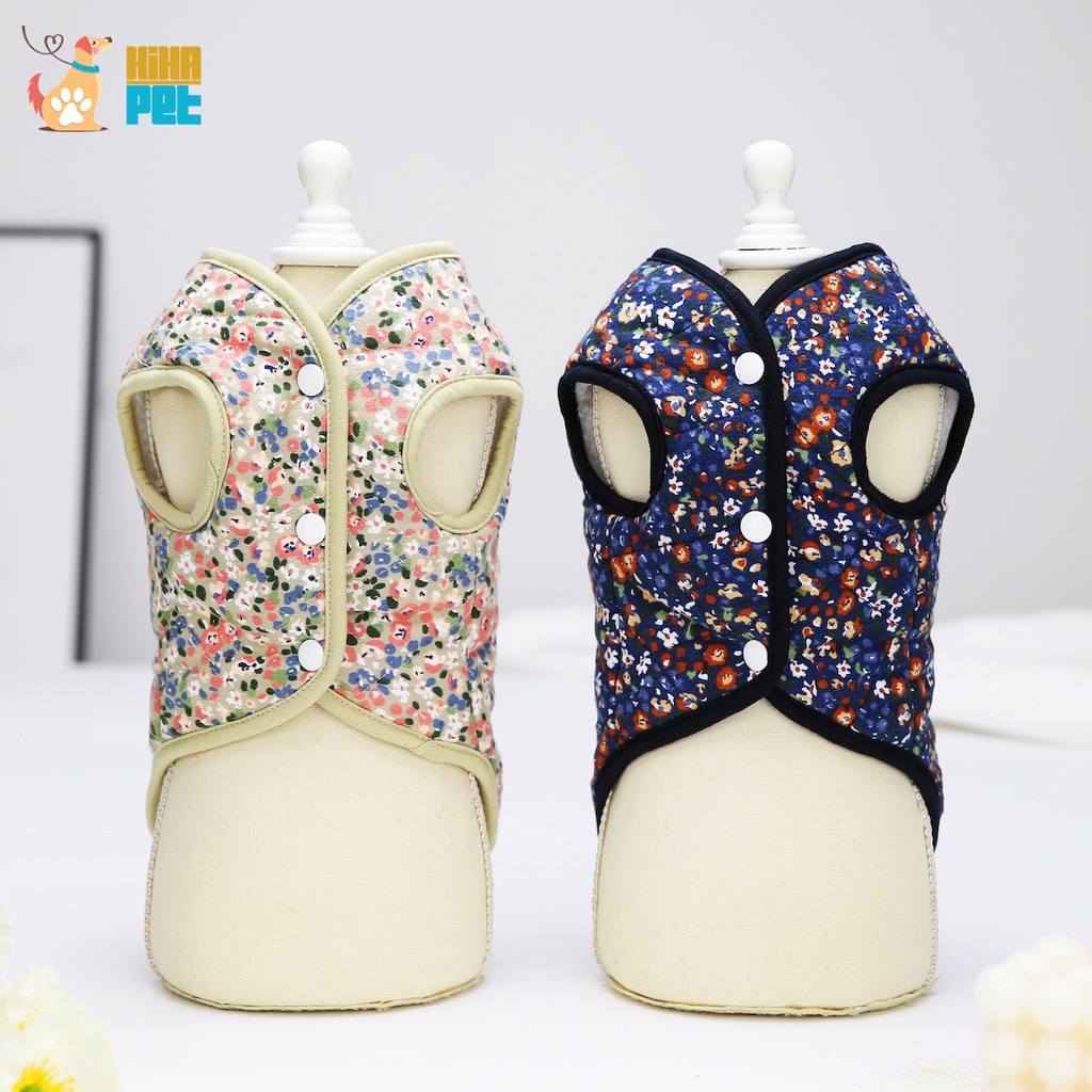 Áo Gile Hoa Nhí Cotton Thu Đông Chó Mèo Quần Áo Thú Cưng Cao Cấp Khoác Hihapet