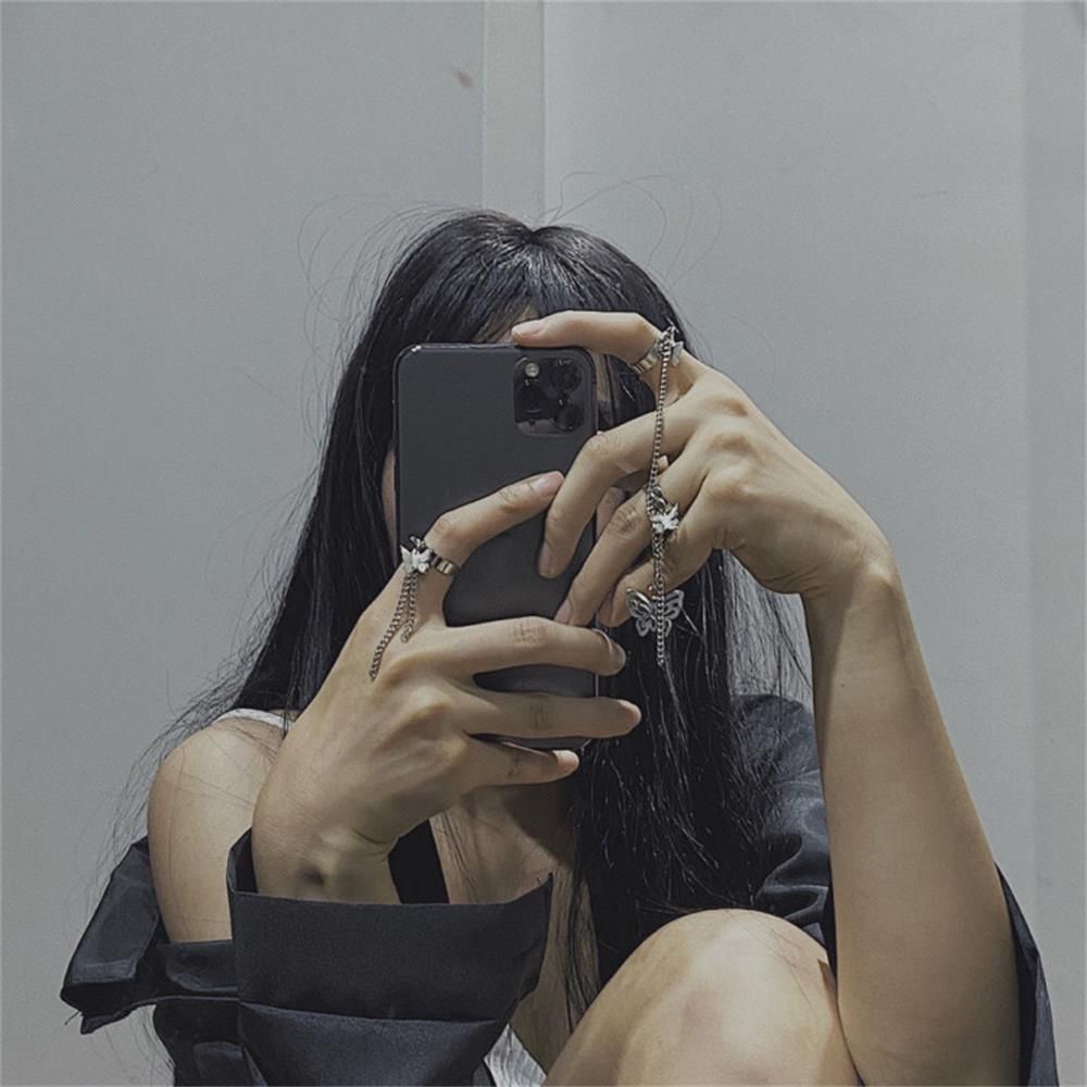 Nhẫn đeo tay 3 kiểu tùy chọn phối sợi xích và bướm phong cách harajuku cho nam và nữ